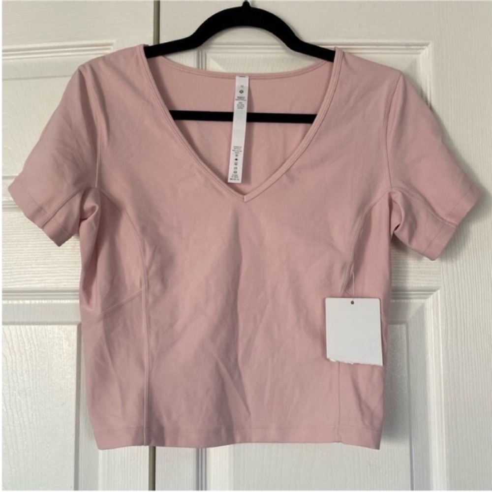 Lululemon Top Nulu Cropped Slim Yoga Short Sleeve Shirt Top size 10